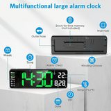 13" Large Digital Wall Clock with Temperature, Date, Auto DST & Night Light