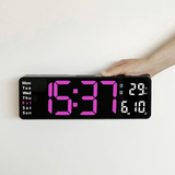 13" Large Digital Wall Clock with Temperature, Date, Auto DST & Night Light
