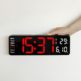 13" Large Digital Wall Clock with Temperature, Date, Auto DST & Night Light