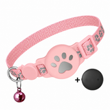 Reflective AirTag Pet Collar – Nylon Safety Buckle