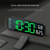 13" Large Digital Wall Clock with Temperature, Date, Auto DST & Night Light